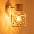 thumbnail image 4 of Juego de 2 apliques de pared industriales TUNC diseño jaula de metal madera ajustable 15 cm blanco, 4 of 5