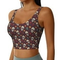 thumbnail image 2 of Fotbe Skull colorful flower Pattern Womens' Sports Bra Longline Wirefree Padded with Medium Support Sports Moisture-Wicking Workou Vest,Tank Top-Medium, 2 of 7