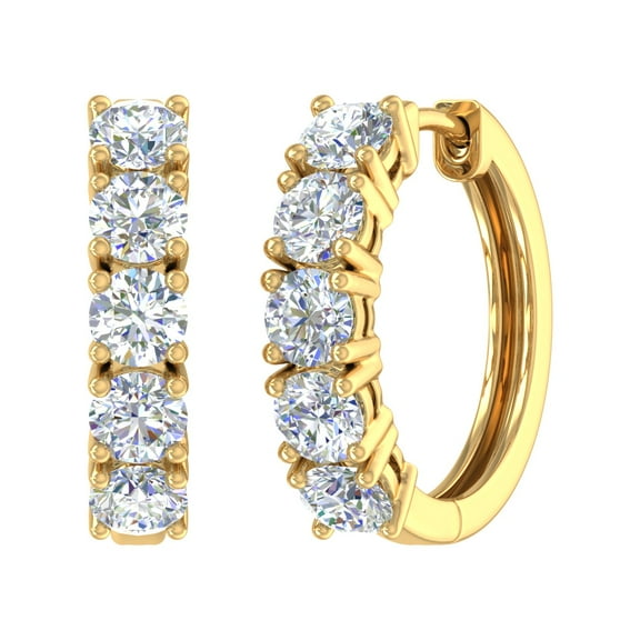 3 1/10 Carat Diamond Hoop Earrings in 14K Yellow-Gold- IGI Certified