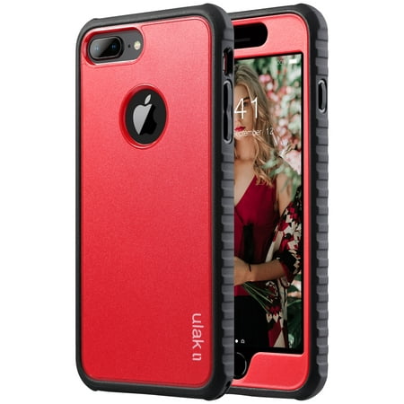 ULAK iPhone 8 Plus Case, Heavy Duty Shockproof Bumper Anti-Slip Shockproof Slim Phone Case for Apple iPhone 8 Plus for Boys Men Women Girls, Red