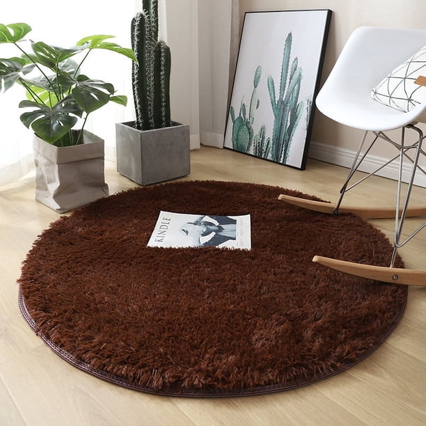 Alfombra redonda de felpa de seda para colgar en la silla, tapete de yoga, tapete para sala de estar, dormitorio, sofá, tapete antideslizante de fácil cuidado