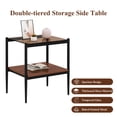 thumbnail image 2 of Set of 2 End Tables, Nightstand with Tempered Glass Tabletop, Compact Side Table with MDF Storage Shelf and Sturdy Iron Legs, Easy Assembly for Bedroom or Living Room, Brown Glass Finish, 2 of 11