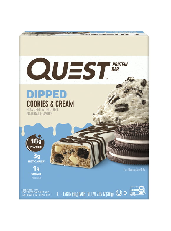 Quest Dipped Cookies and Cream Protein Bar, 4Pk