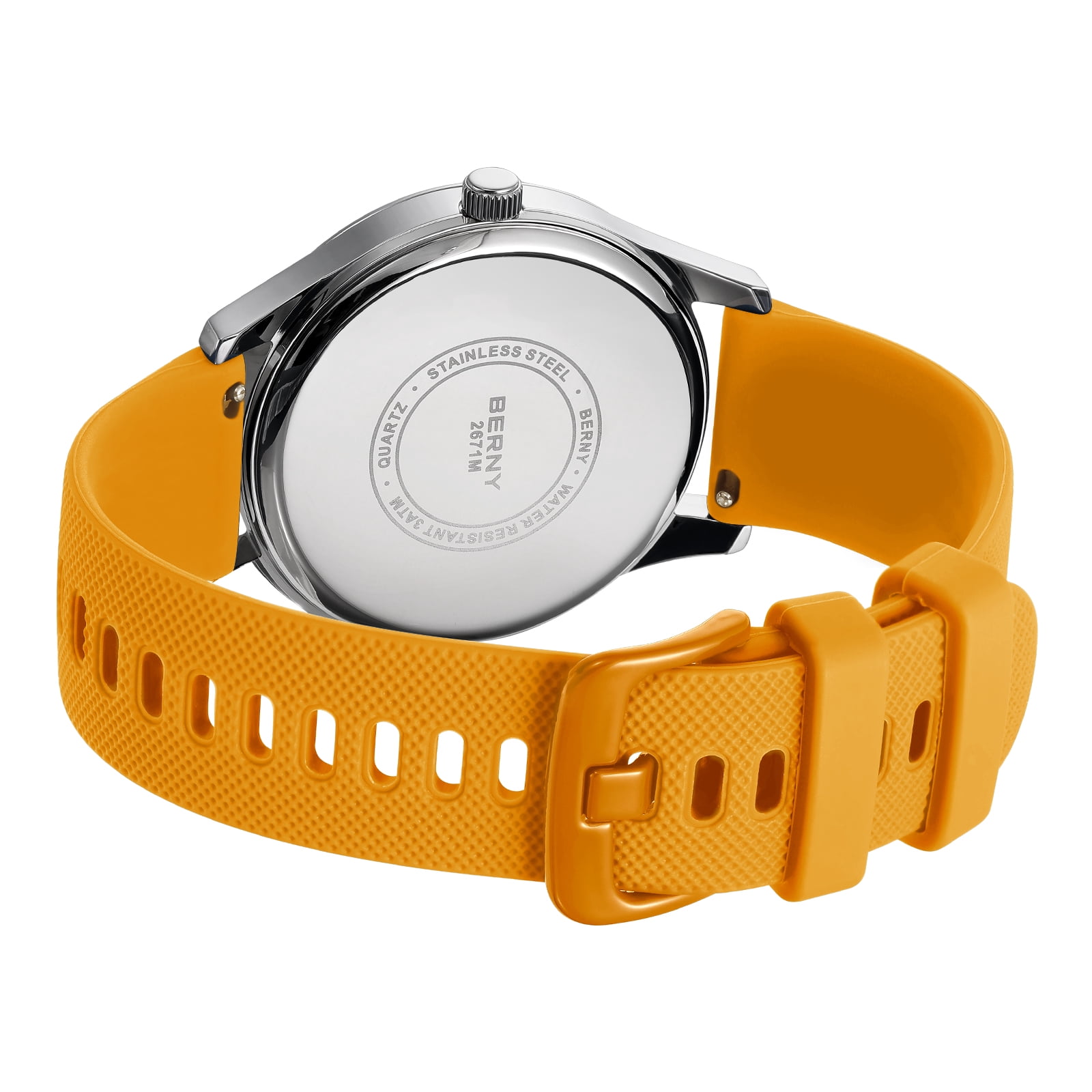 BERNY Modern Quartz Watch for Men Casual Easy Read Wristwatch with Arabic Numeral Watch Dial, Silicone Strap and Day & Date Calendar-Gray Dial
