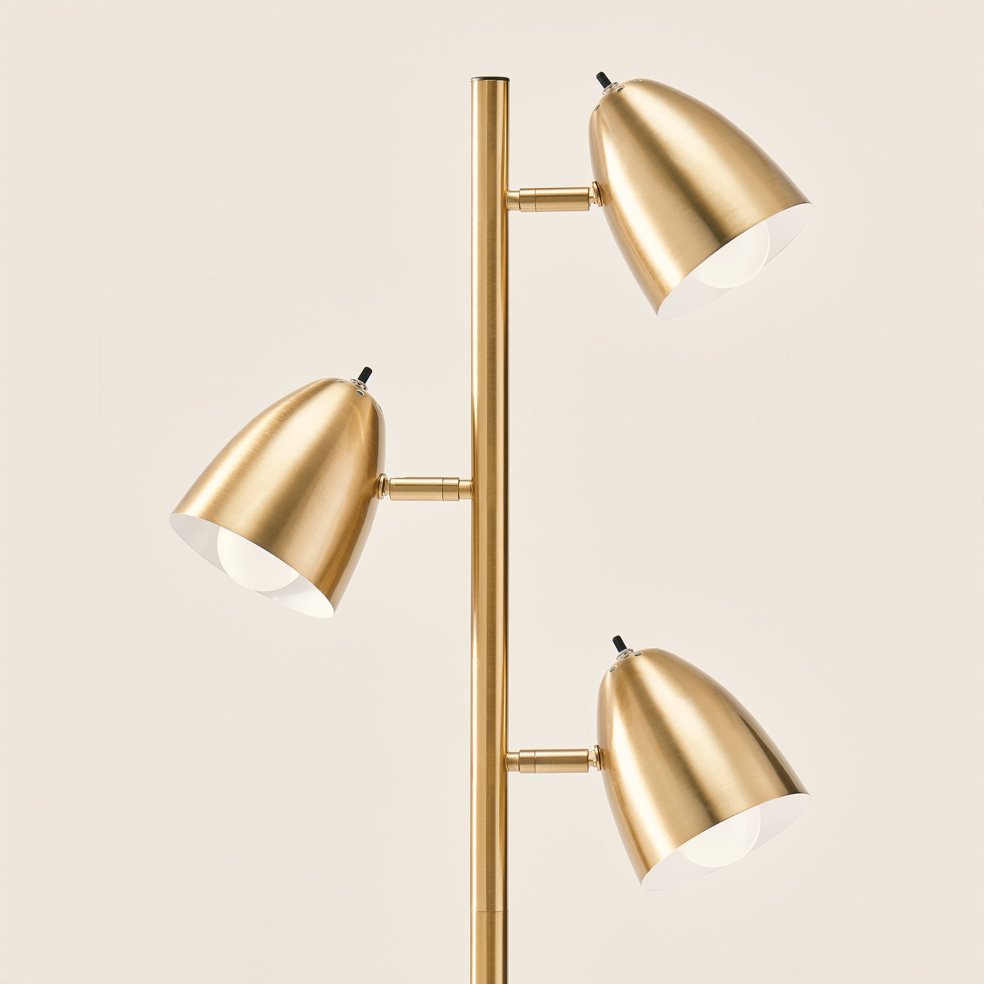 Brightech Jacob LED Standing Lamp, Modern Bright Floor Lamps for Living Rooms & Bedrooms, Tall LED Lighting Lamp with Adjustable 3 Light Tree – Antique Brass/Gold