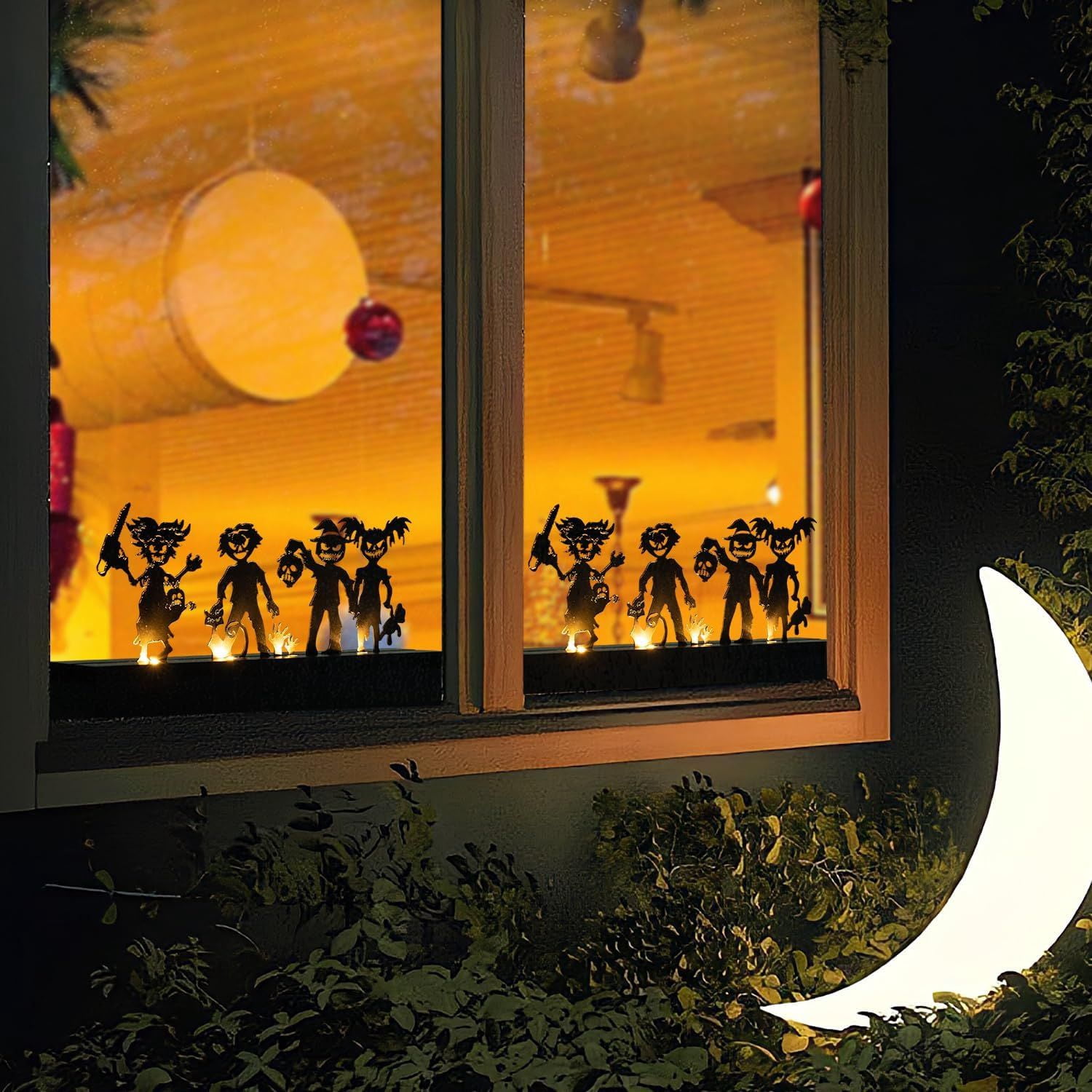 Battery Operated LED Table Decor with 4 Haunting Figures for Halloween