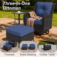 thumbnail image 2 of ALAULM 7-Piece Patio Furniture Set, Outdoor Thick Wicker High Back Conversation Set with 3-Seater Sofa, Swivel Chairs, Ottomans and Square Coffee Table for Yard Patio, Navy Blue, 2 of 7