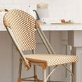 thumbnail image 3 of Emma + Oliver Set of Two Indoor/Outdoor 26" High Stacking Bistro Bar Stool with White/Natural Patterned Seat & Light Natural Metal Frame, 3 of 12