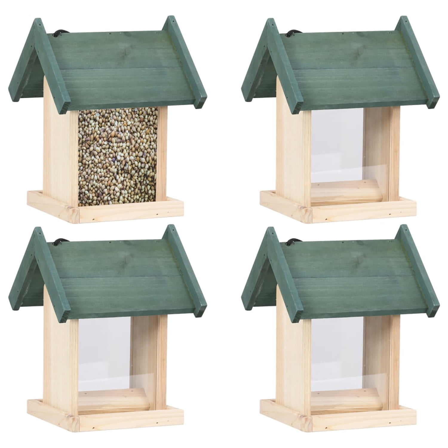 Pefilos 9.8" Bird Feeder House for Outside Hanging, 4 pcs Wooden Birdhouse Bluebird House Feeder Handcrafted Hut, Beige Pefilos 9.8" Bird Feeder House for Outside Hanging, 4 pcs Wooden Birdhouse Bluebird House Feeder Handcrafted Hut, Beige