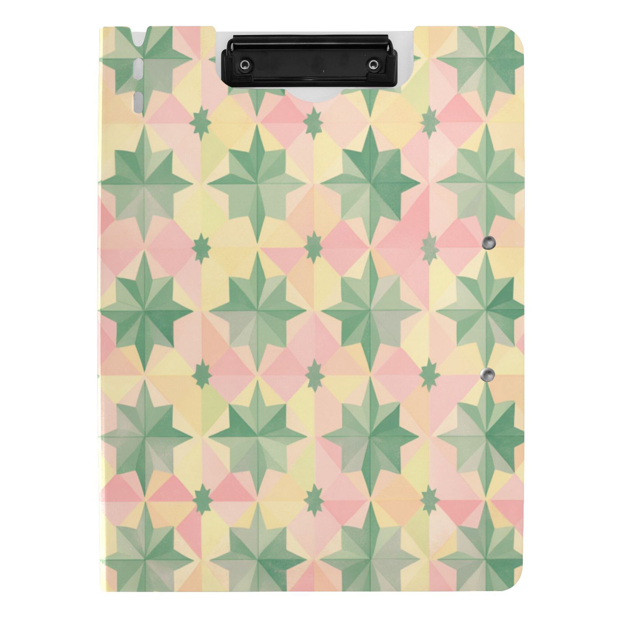 FORMRS A4 Clipboard Folder with Pen Holder Horizontal Foldable School Office Binder, Retro Symmetrical Stars