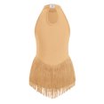 thumbnail image 2 of IBTOM CASTLE Halter Tassel Latin Dance Dress for Girls Sparkly Rhinestone Fringe Bodysuit Kids Ballroom Dancing Leotards Salsa Jazz Outfit Gold, 2 of 7
