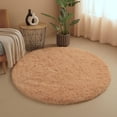 thumbnail image 4 of IR Imperial Rooms Solid Collection Shaggy 4x4Ft Round Rug for Living Room Fluffy Rug Beige, 4 of 12