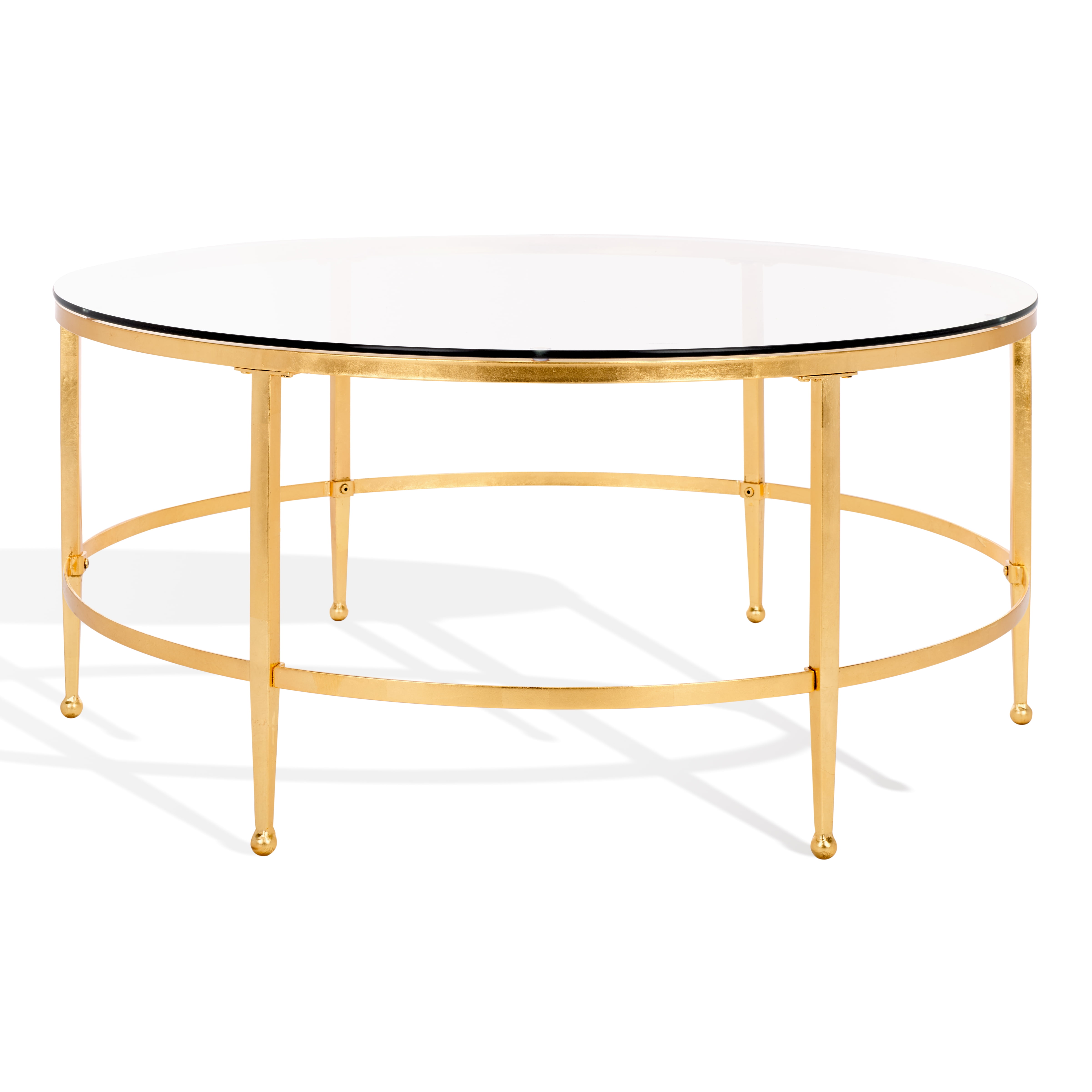 Safavieh Couture Edmund Glam Metal, Tempered Glass with Coffee Table Gold/Glass