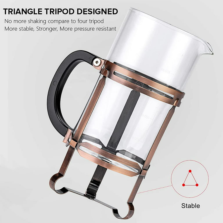 French Press Coffee Maker,, Heat Resistant Thickened Glass, 4 Level  Filtration System, 304 Stainless Steel, Non-slip Silicone Base, Cold Brew  Coffee Press For Home & Camping - Temu