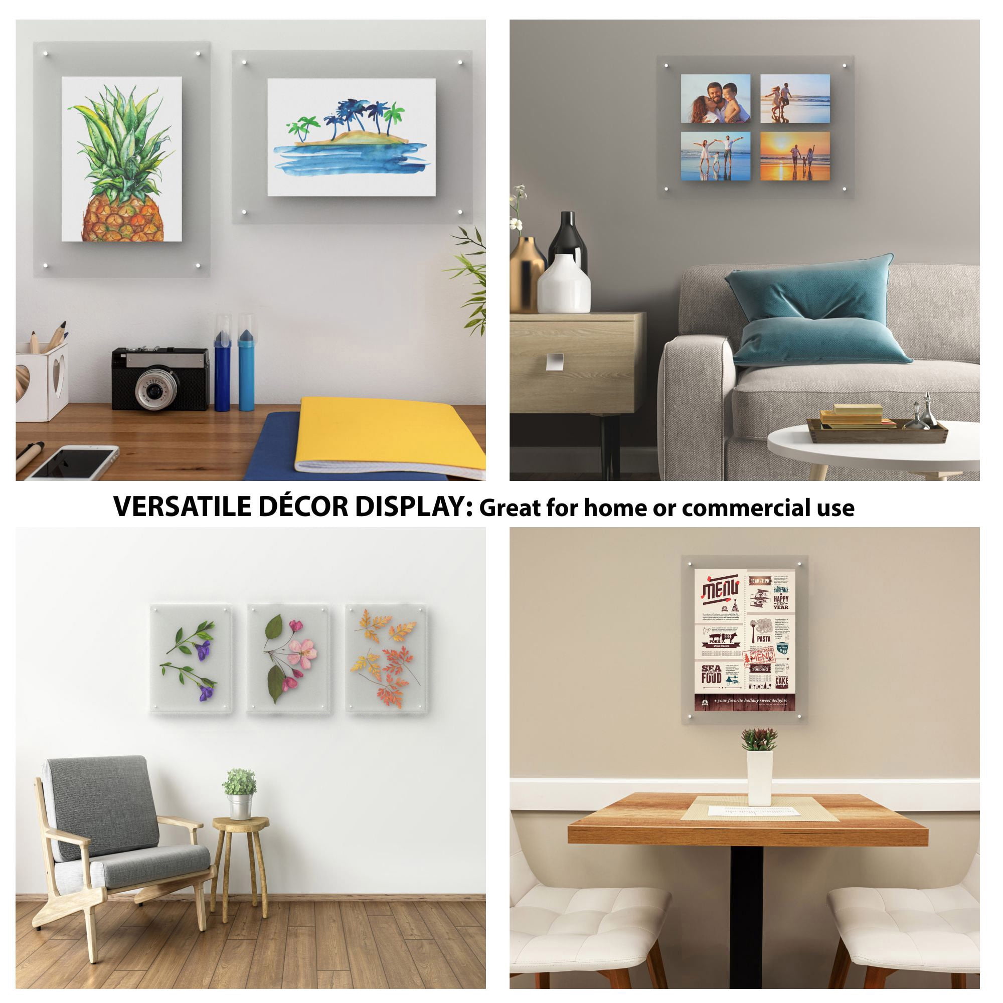 14"x19" Acrylic Picture Frame- Clear Floating Design Photo/Custom Art Display, Wall Mount by Lavish Home