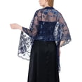 thumbnail image 1 of Ladiery - Chales y envolturas florales de lentejuelas para vestidos de noche, chales de boda de malla transparente brillante para fiesta de noche, 1 of 3
