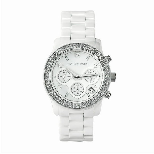 Michael Kors Women's Quartz Chronograph Crystal Ceramic Bracelet Watch - Walmart.com