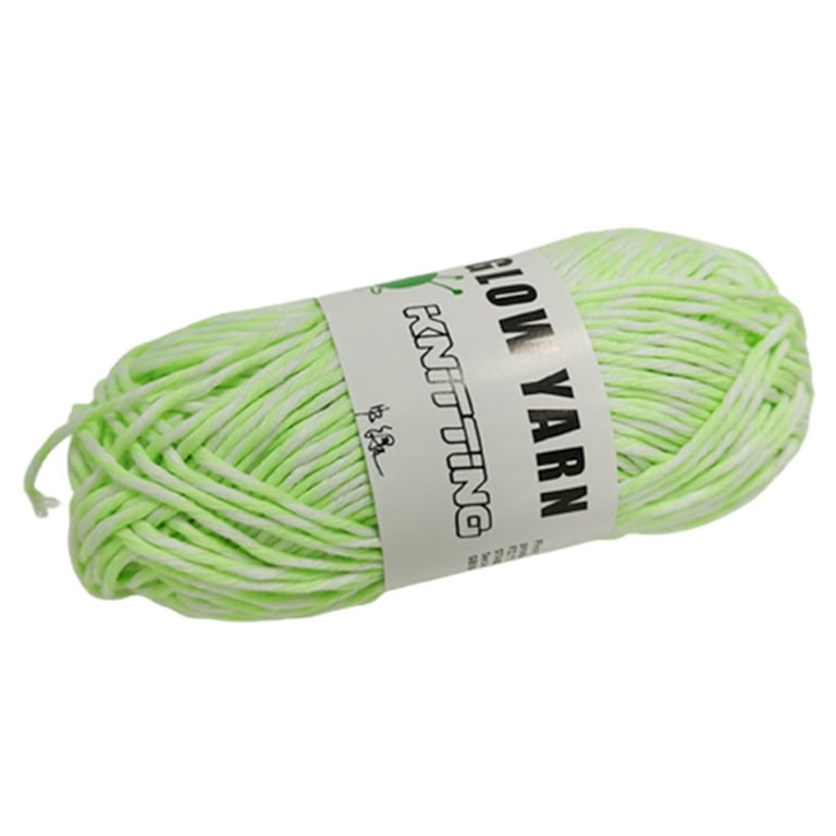 Glow in The Dark Fine Crochet Yarn Soft Solid Color Yarn Polyester Thread  for Knitting Crocheting and Crafts Medium Green 