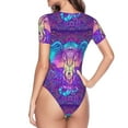 thumbnail image 3 of Uemuo Elephant in Tribal Style Pattern Women's One Piece Short Sleeve Swimsuit Rash Guard Surfing Modest Quick-drying Swimsuit Beach Essentials-X-Large, 3 of 9