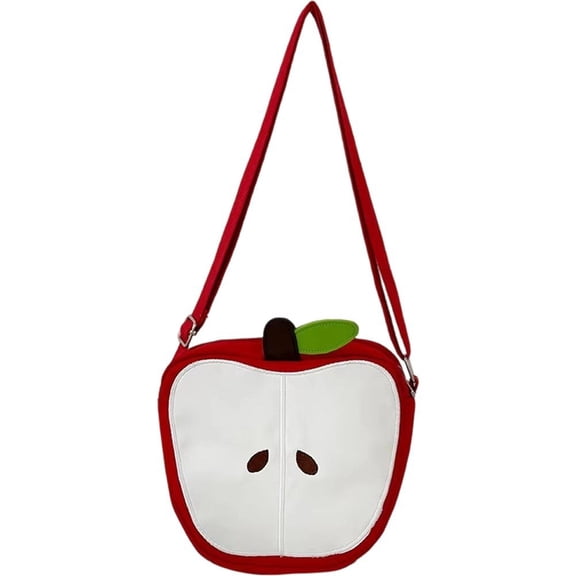 Jiibva Cute Apples Shaped Crossbody Bag Cartoon Fruit Shape Shoulder Bag Novelty Handbag Purse for Daily Use