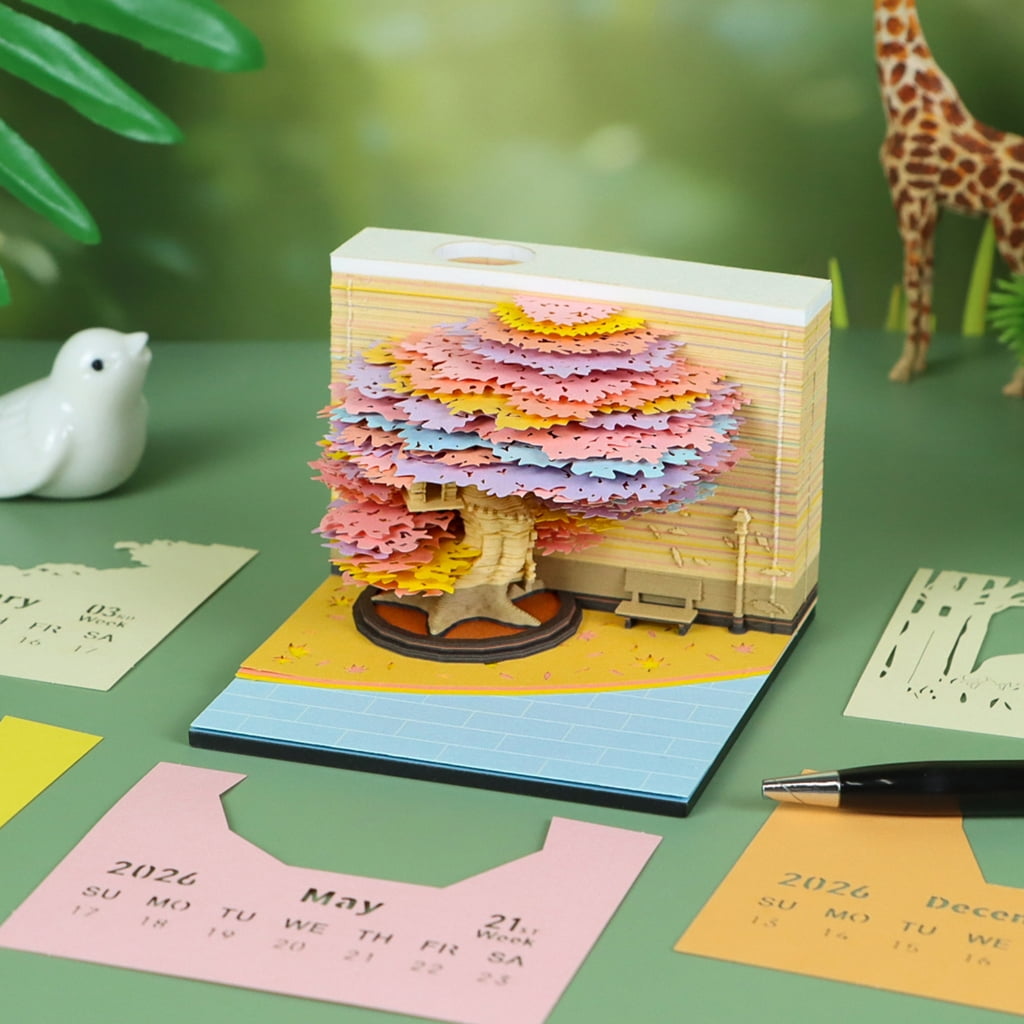 MOMOJIA Twenty twenty six Spring Jungle Papercraft Calendar Weekly Planner With Detachable Record Exemplary For Time Management And Office Deck
