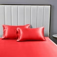 thumbnail image 4 of Reliable Bedding 4 piece Sheet Set, Silk Satin Sheet Set, Extra Soft Silky Sheets, Royal Luxury Sheet Set 24" Deep Pocket, Wrinke Free (Blood Red ,Full), 4 of 6