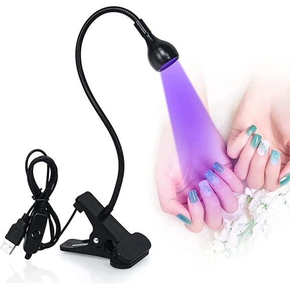 UV Light for Nails 3W Gel Nail Lamp Mini Led Nail Polish Light with Gooseneck, for Curing Gel Polish UV Nail Gels Manicure Home DIY (Black)