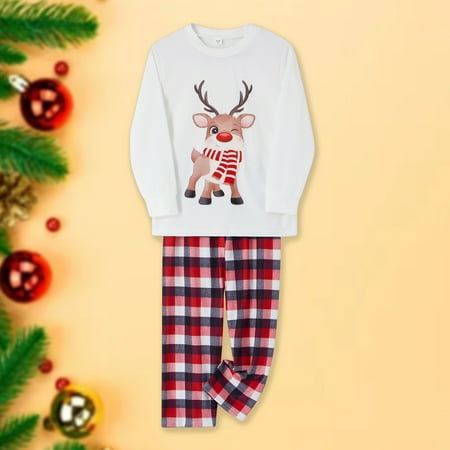 

YUANHUILI Family Christmas Pajamas Matching Sets Xmas Matching Pjs for Adults Kids Holiday Home Xmas Family Sleepwear Set