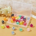 thumbnail image 7 of 40Pcs Opaque & Transparent Epoxy Resin Pendants with Platinum Plated Iron Loops Cube with Dice Mixed Color 23x19x19mm Hole: 2mm, 7 of 7
