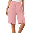 thumbnail image 6 of Hilenly Bermuda Shorts for Women Knee Length Split Cotton Shorts Casual Loose Summer Long Shorts with Pockets, 6 of 10