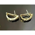 thumbnail image 4 of 2 Ct Baguette Cut Natural Moissanite Huggie Hoop Earrings 14k Yellow Gold Plated, 4 of 5