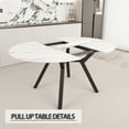 thumbnail image 6 of Expandable 47-63" Round Dining Table Set with 4 PU Cushioned Chairs, MDF & Black Metal Legs, Beige/White, Modern Kitchen & Dining Room Furniture for 4-6, Scratch-Resistant & Easy Assembly, 6 of 18