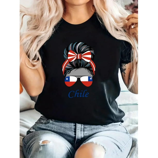 Camisetas de manga casquillo para mujer, de moda de verano 2025, con estampado lindo, casual, sin mangas, de ajuste holgado, de manga cortaCreative American Flag Graphic Print T-shirt, Casual Round
