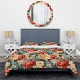 thumbnail image 3 of Designart "Coral Blooms In Beige Vintage Garden" Floral Bedding Covert Set - Cottage Bed Set With 2 Shams, 3 of 5