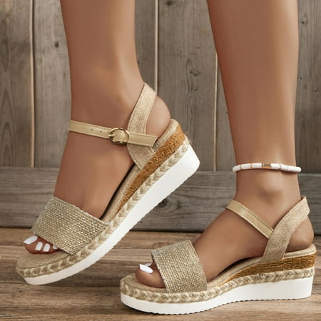 

DAETIROS Girls Sandals- Daily Thick Bottom Hemp Rope Womens Sandals Silver Size 9