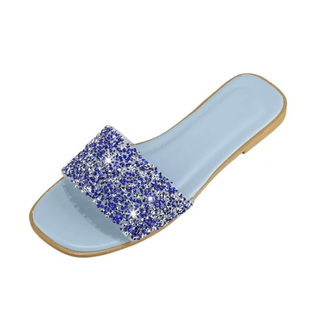 

Slippers for Women Fashion Summer Women Slippers Casual Set Toe Beach Shoes Thong Soft Sole Slippers Womens Slippers Pu Sky Blue 37