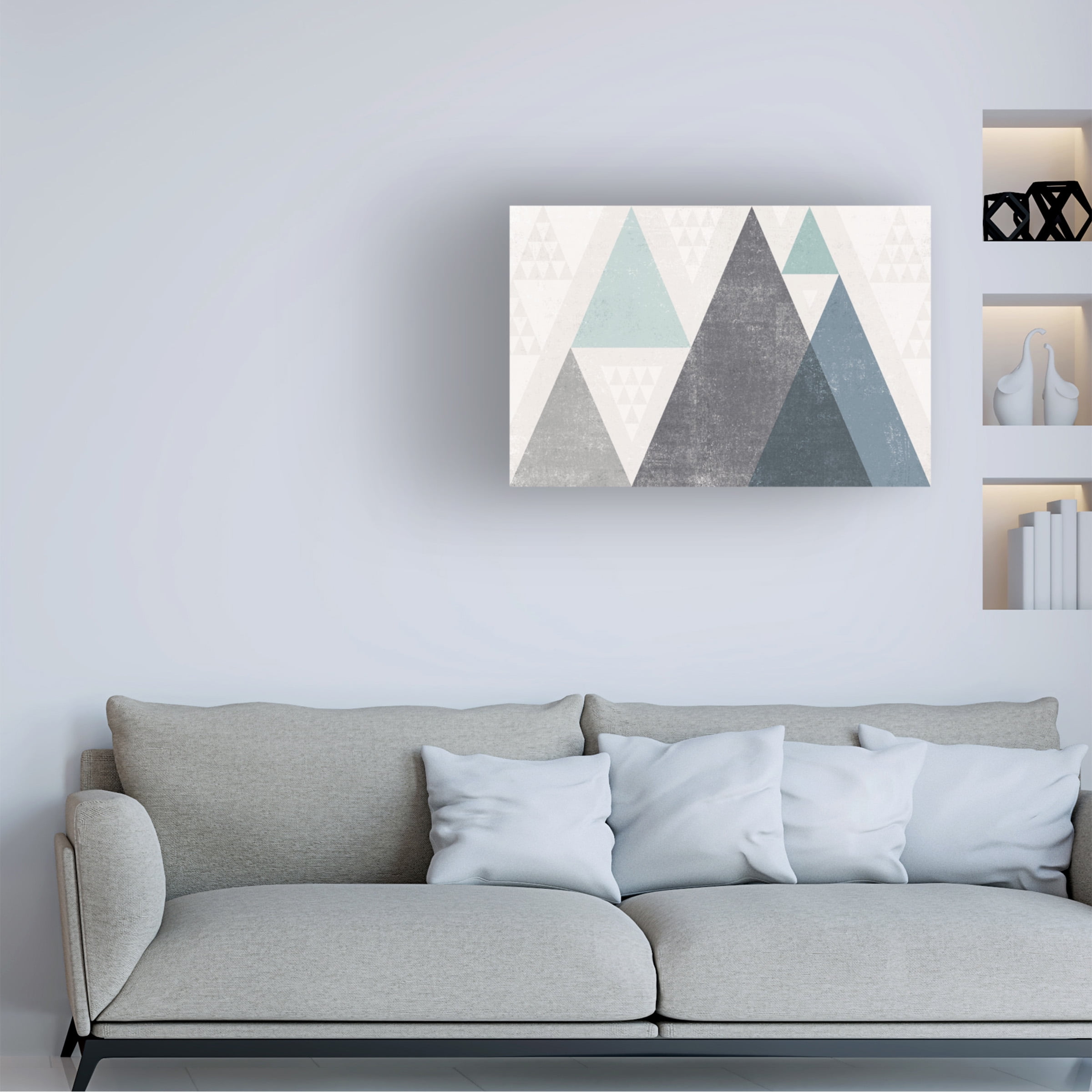 Michael Mullan 'Mod Triangles I Blue' Canvas Art