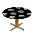 thumbnail image 3 of Nawypu  Round Table Cover, Waterproof Reusable Table Cloth Round Fitted Vinyl Tablecloth with Elastic Edged for Parties Outdoors, Baseball Black, 3 of 7