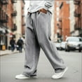 thumbnail image 5 of Mens Fashion Casual Elastic Waist Drawstring Baggy Pants Loose Fit Wide Leg Straight Sweatpants, 5 of 6