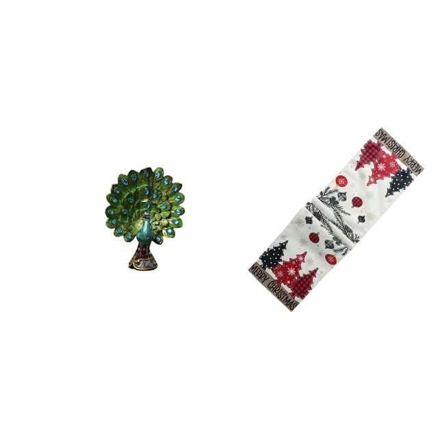 Elegante Adorno De Escultura De Pavo Real Y Camino De Mesa Navideño Con Bufanda Para Tocador, Ideal Para La Decoración Navideña De Invierno En El Hogar, La Oficina O La Sala De Estar.