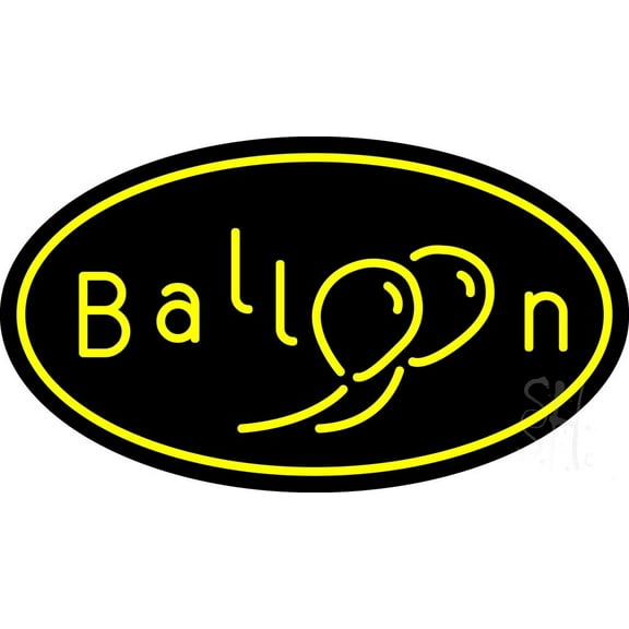 Oval Yellow Balloon LED Neon Sign 13 x 24 - inches, Black Square Cut Acrylic Backing, with Dimmer - Premium built indoor Sign for Storefront, Store interior.
