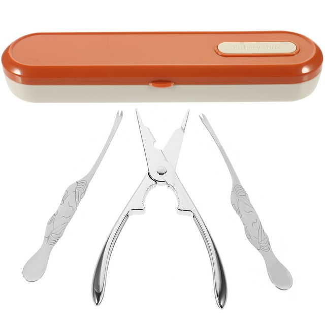 KAKOWELY kitchen tongs 1 Set Crab Leg Tools Convenient Metal Seafood Shell Opening Tools Clamp Forks8.07"X1.77"X1.18"