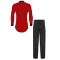 thumbnail image 2 of Aislor Mens Ballroom Dance Latin Salsa Set Sparkling Rhinestone V Neck Bodysuit Tops with Straight Leg Pants Red M, 2 of 7