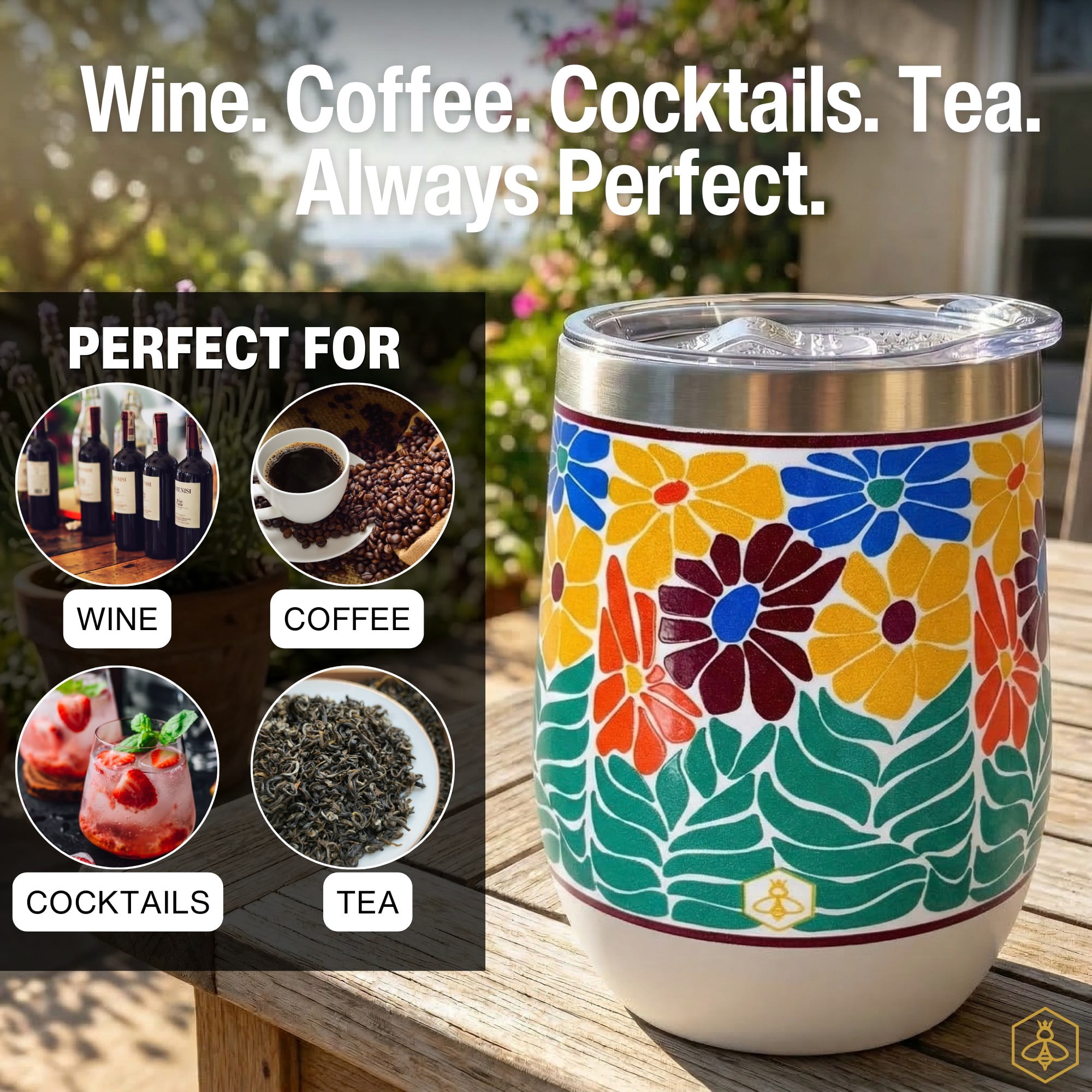 Biddlebee 12oz Insulated Stainless Steel Stemless Wine Tumbler, Faith