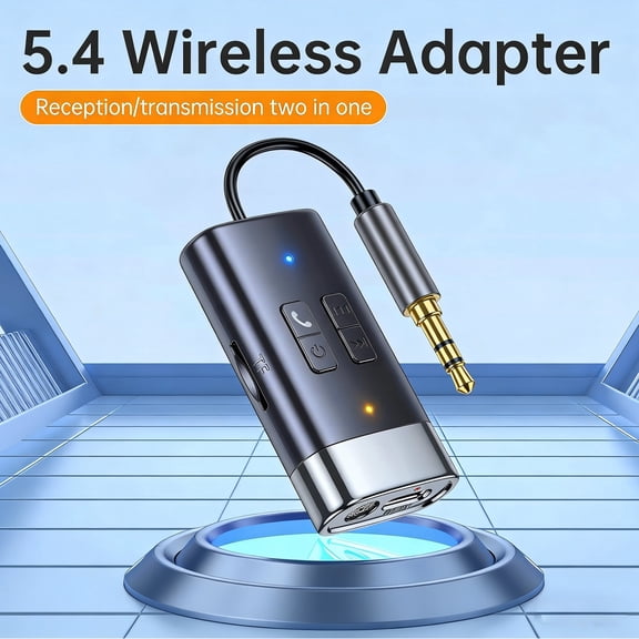 2 in1 Bluetooth Transmitter Receiver, Car Stereo Wireless Adapter, 3.5mm Aux Wireless Bluetooth Adapter, Upgrade Wireless Audio Receiver Suitable for Headphones Car Home Audio, Hands-Free