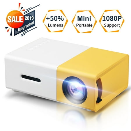 Portable Dvd Movie Projector Home Theater Projector, TSV Portable LED Projector, Smartphone Pocket Projector with AV USB SD HDMI for Video/Movie/Game/Home Theater Video Projector, Yellow ()