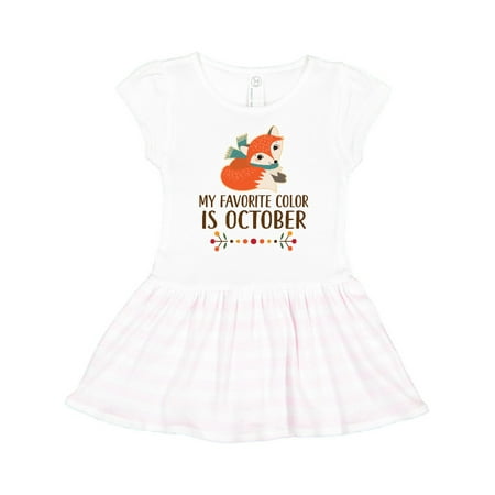 

Inktastic Autumn Fox Favorite Color is October Gift Toddler Girl Dress