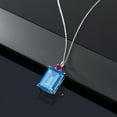 thumbnail image 4 of Gem Stone King 925 Sterling Silver Swiss Blue Topaz and Red Created Ruby Pendant Necklace for Women (16.25 Cttw, Emerald Cut 18X13MM, With 18 inch Silver Chain), 4 of 4