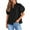 Black, variant on Womens Puff Sleeve Button Down Shirts Cotton Pleated Loose Fit Tops Summer Dressy Casual Blouses