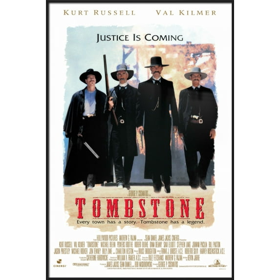 Tombstone - Movie Poster (Regular Style - White) (Size: 24" X 36") (Matte Black Plastic Frame)